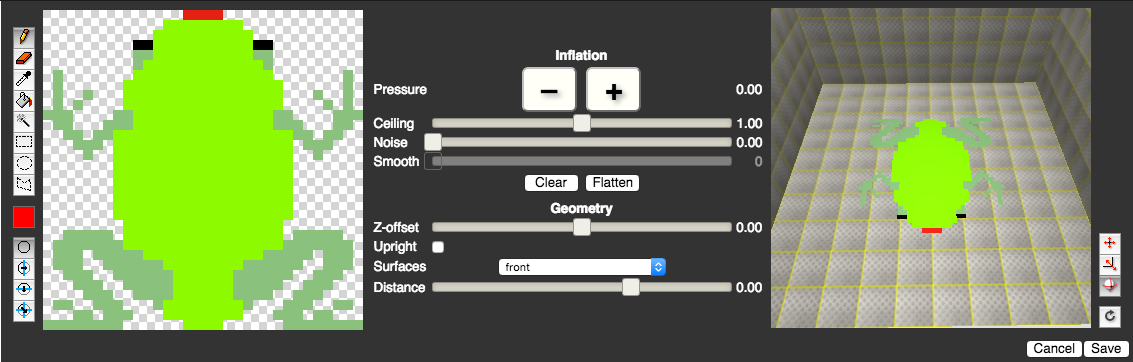 Start by drawing a 2D image (with a simple 2D pixel editor)